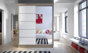 Dulap cu usi glisante si oglinda 150x200 cm, Limbo, ADRK Furniture (Culoare: Negru)