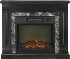 HOMCOM Semineu Electric de Podea cu Temporizator, Flacara Realista si Temperatura Reglabila, din Metal, ABS si PAL, 80x21.6x67.8 cm, Negru | Aosom RO