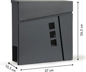 Cutie poștală din oțel galvanizat cu suport pentru ziare antracit