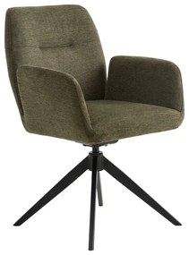 Scaun de sufragerie verde cu cotiere tapițat Roxana – Unique Furniture