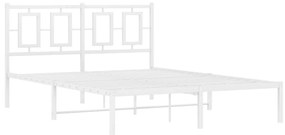 374290 vidaXL Cadru de pat metalic cu tăblie, alb, 140x190 cm
