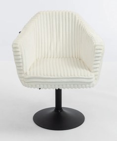 HR832N Scaun Alb Teddy Cord cu Bază Neagră