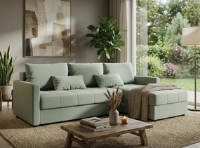 Canapea extensibila in forma de L reversibila VENORIA 220x143 cm, verde deschis + 2 perne GRATUIT