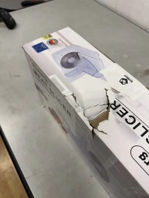 La mâna a doua: Feliator electric mezeluri Rosberg R51990A, 150W, Lama otel 15 cm, Grosime 0-15 mm, Alb