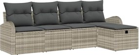 vidaXL Set de canapele pentru grădină 5 pcs Gri deschis Rattan poli