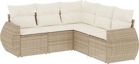 vidaXL Set canapele de grădină cu perne, 5 piese, bej, poliratan