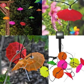 Șir solar LED 10xLED/1,2V 300mAh 3,8m IP44 pentru umbrele