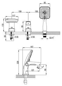 Baterie cada Lemark Unit, cu set de dus, crom - LM4545C