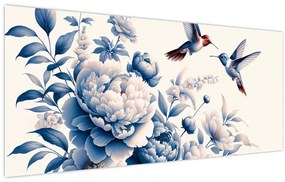 Tablou - Colibri deasupra florii (120x50 cm)