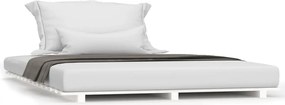 vidaXL Cadru de pat, alb, 135x190 cm, lemn masiv de pin