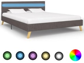 284848 vidaXL Cadru pat cu LED-uri, gri deschis, 120x200 cm, material textil