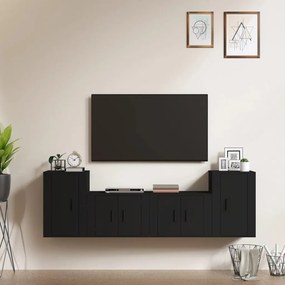 3188543 vidaXL Set dulap TV, 4 piese, negru, lemn prelucrat