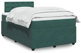 vidaXL Pat box spring cu saltea, verde închis, 120x200 cm, catifea
