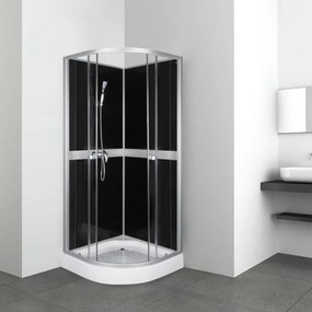 Cabină de duș CLASSIC 90 BLACK cu perete posterior, cu cădiță și baterie