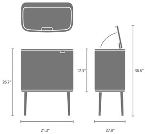 Cos pentru gunoi Brabantia Bo Touch 651115, 11+23 L, Inchidere usoara, Baza antiderapanta, Rezistent la amprente, Inox mat