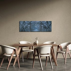 Tablou - Pădurea în ceață (cu ceas) (90x30 cm)