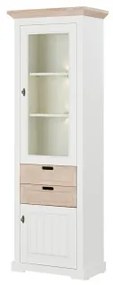 Vitrina Porto Dreapta Cu 2 Usi Si 2 Sertare Alb Si Natur, 67.5 Cm