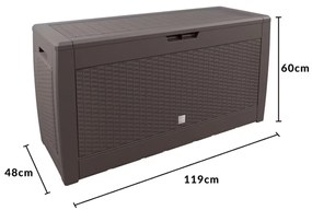 Banca/cutie cu spatiu depozitare cu roti 310 L Rato Maro 119 x 48 x 60 cm
