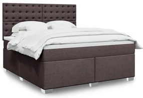 vidaXL Pat continental cu saltea maro închis 180x200cm material textil