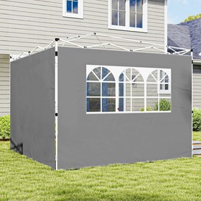 Outsunny Panouri laterale pentru tonelă 3 x 3 m panouri pentru pavilion cu fereastră set de 2 țesătură Oxford gri deschis | Aosom Romania