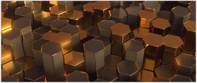 Tablou - Hexagoane de bronz (120x50 cm)
