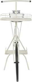 Stand decorativ alb, cu rafturi din metal , tip "Retro Bicycle"