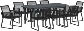 vidaXL Set de masă pentru grădină 9 pcs Negru poliratan