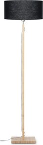 Lampadar modern cu baza din lemn si abajur textil FUJI, negru FUJI/F/4723/B