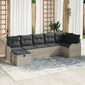 vidaXL Set de Sofa pentru Grădină cu Perne Gri Deschis din Ratan Poli