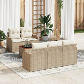 vidaXL Set de canapele pentru grădină 6 pcs Bej Rattan poli