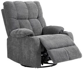 HOMCOM Scaun de relaxare cu suport pentru picioare, scaun de așezare, drehbar, până la 150 kg, cadru din oțel, 88x96x108cm, Gri inchis | Aosom Romania