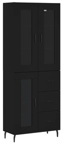 3198610 vidaXL Dulap înalt, negru, 69,5x34x180 cm, lemn compozit