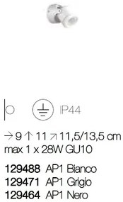 Aplica de perete moderna de exterior cu protectie IP44 XENO AP1 gri 129471