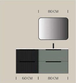 Set lemn masiv mobilier baie suspendat Avena 100/120/140/160 cm - 160 L