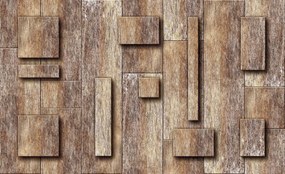 Fototapet - Scănduri din lemn și pătrate (254x184 cm), în 8 de alte dimensiuni noi