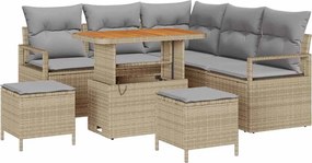 vidaXL Set de canapele pentru grădină cu pernă 8 pcs Bej poliratan