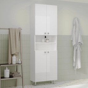 Soldat Baie Zaria, 4 Usi, Alb lucios/Alb, MDF, L 60 x l 27 x H 190 cm