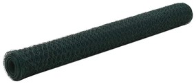 vidaXL Plasă de sârmă găini, verde, 25 x 1,2 m, oțel cu înveliș PVC