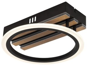 Plafoniera LED CCT BLEVINS riflaj MDF cu efect de lemn