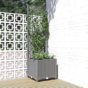 Jardinieră de grădină cu spalier, gri deschis, 40x40x136 cm, PP