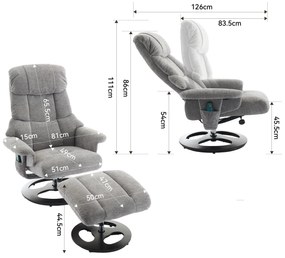 Fotoliu confortabil de relaxare cu funcție de masaj și încălzire, Gri | Aosom Romania