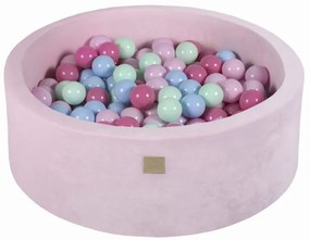 Piscina uscata cu 200 de bile (Mint, Baby blue, roz deschis, roz pastel) MeowBaby  , 90x30 cm, Catifea Pastel Pink