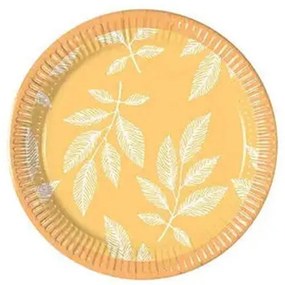 Floare Orange Leaves Farfurie de hârtie cu frunze, 8 bucăți, 20 cm