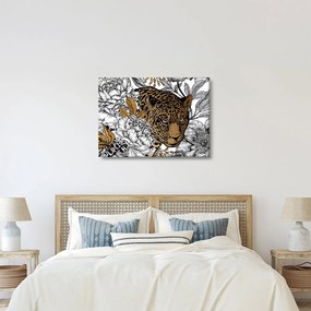 Tablou - Leopard între flori (70x50 cm)