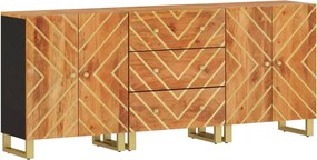 vidaXL Dulapuri lateral, 3 buc., maro/negru, 60x33,5x75 cm, lemn mango