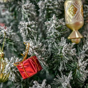 HOMCOM Brad de Crăciun Înzăpezit din PP Verde cu 492 Ramuri Ignifuge și Bază din Oțel Inoxidabil, Ø60x180 cm | Aosom Romania