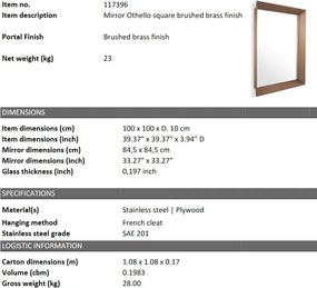 Oglinda decorativa design LUX Othello square 100x100cm