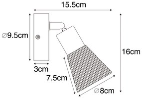 Spotlight industrial negru cu lemn - Kristina