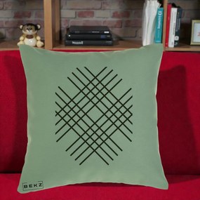 Perna Decorativa Geometric Grid, 40x40 cm, Verde, Husa Detasabila, Perna Inclusa, BEKZ®
