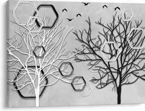 Tablou abstract cu pomi (70x50 cm)